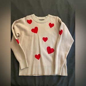Tahari Hearts Crew Neck Sweater